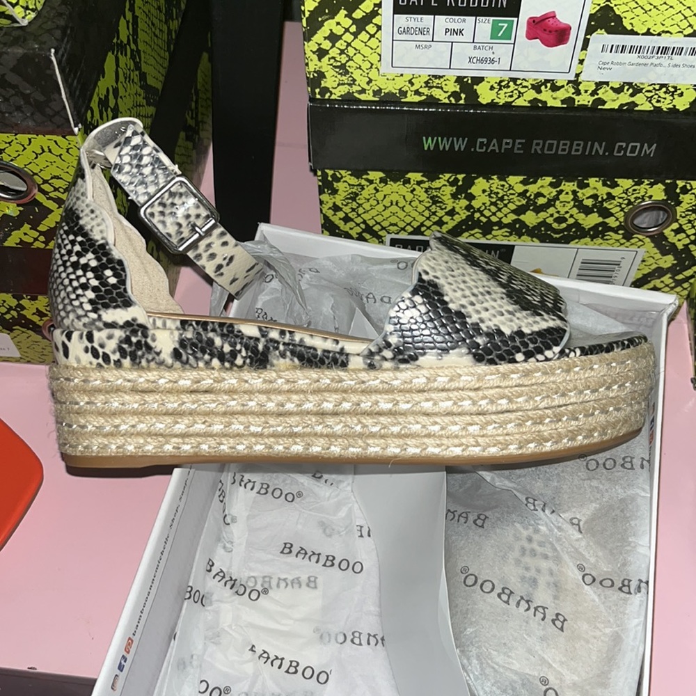 Snake print wedge shoes